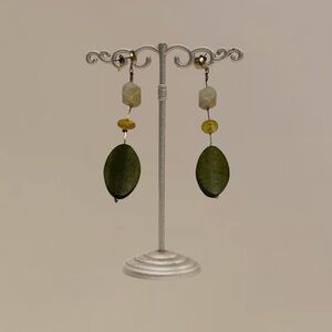 Yargıcı Gold and Green Leaf Dangle Earrings